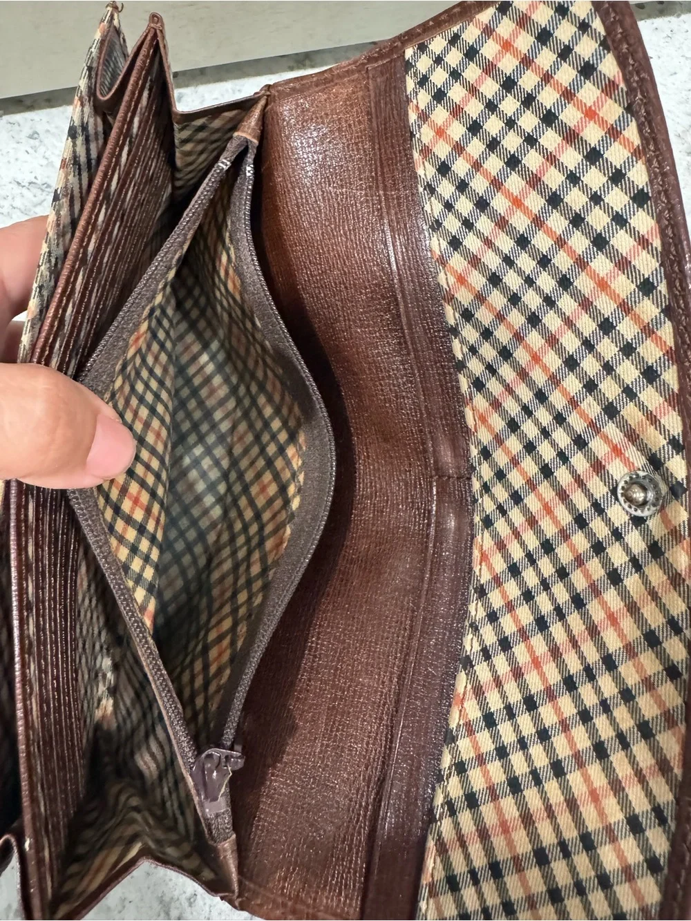 DAKS London Brown Leather Continental Wallet AUTHENTIC
